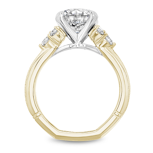 14K yellow gold ring with round diamonds.