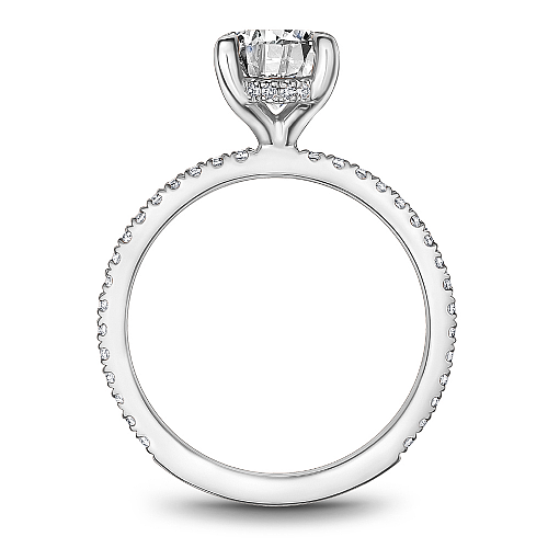 14K white gold ring with accent diamonds.