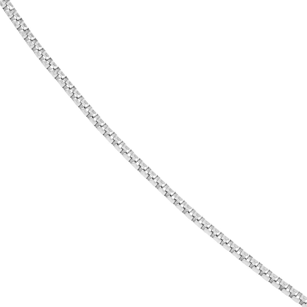 Sterling silver round box chain, 1.7mm width.