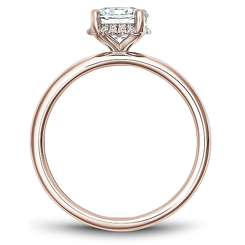Rose gold ring with hidden diamond accents.
