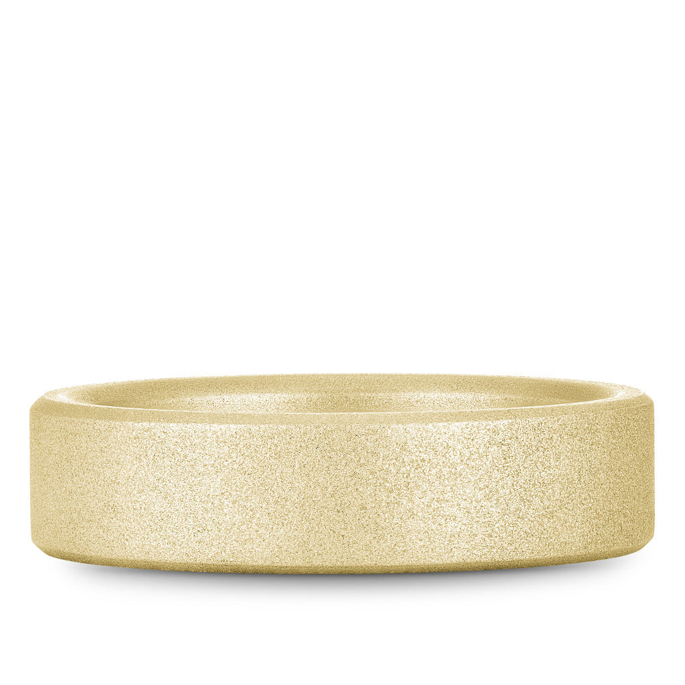 Brushed 14K yellow gold carved band.