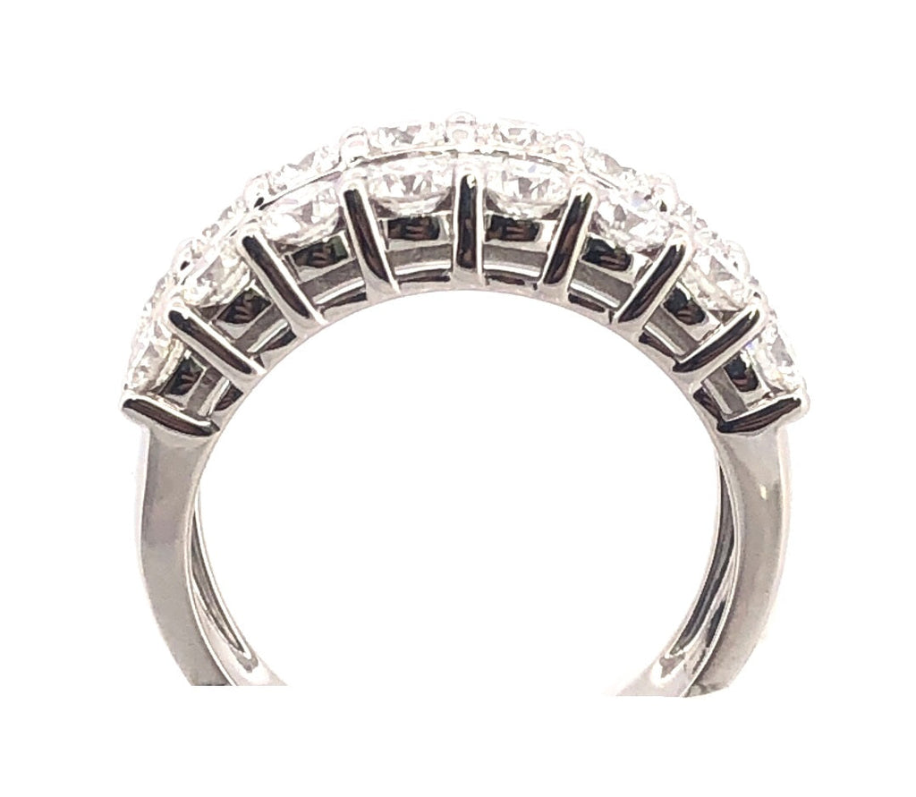 14K white gold diamond band, side view.
