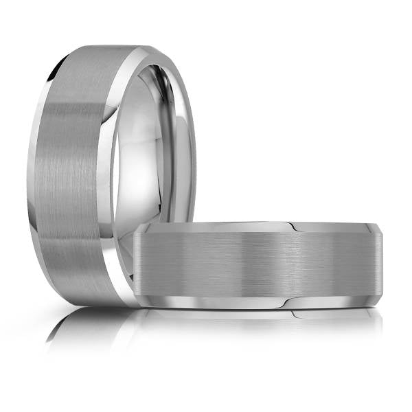 Tungsten carbide grey men's carved band.