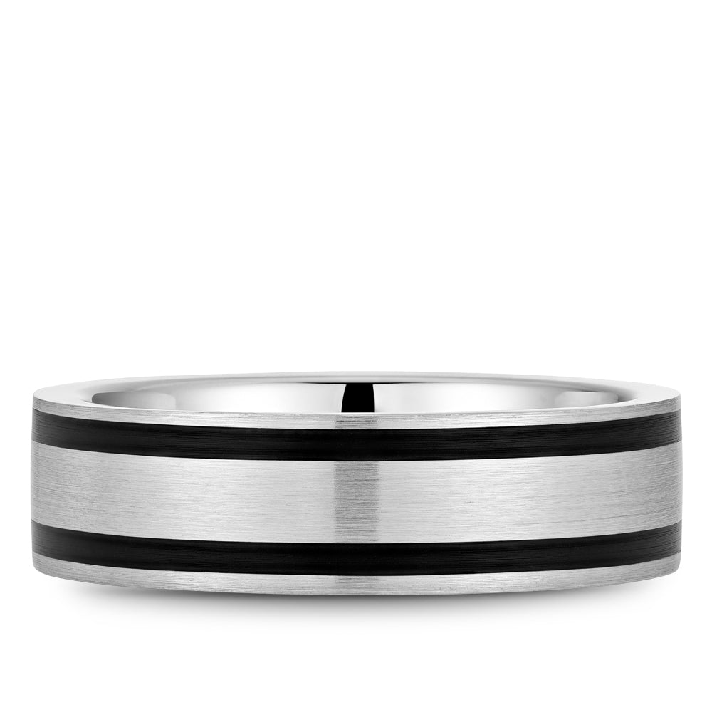 14K white and black gold diamond band.