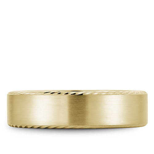 14K yellow gold band, carved satin finish.