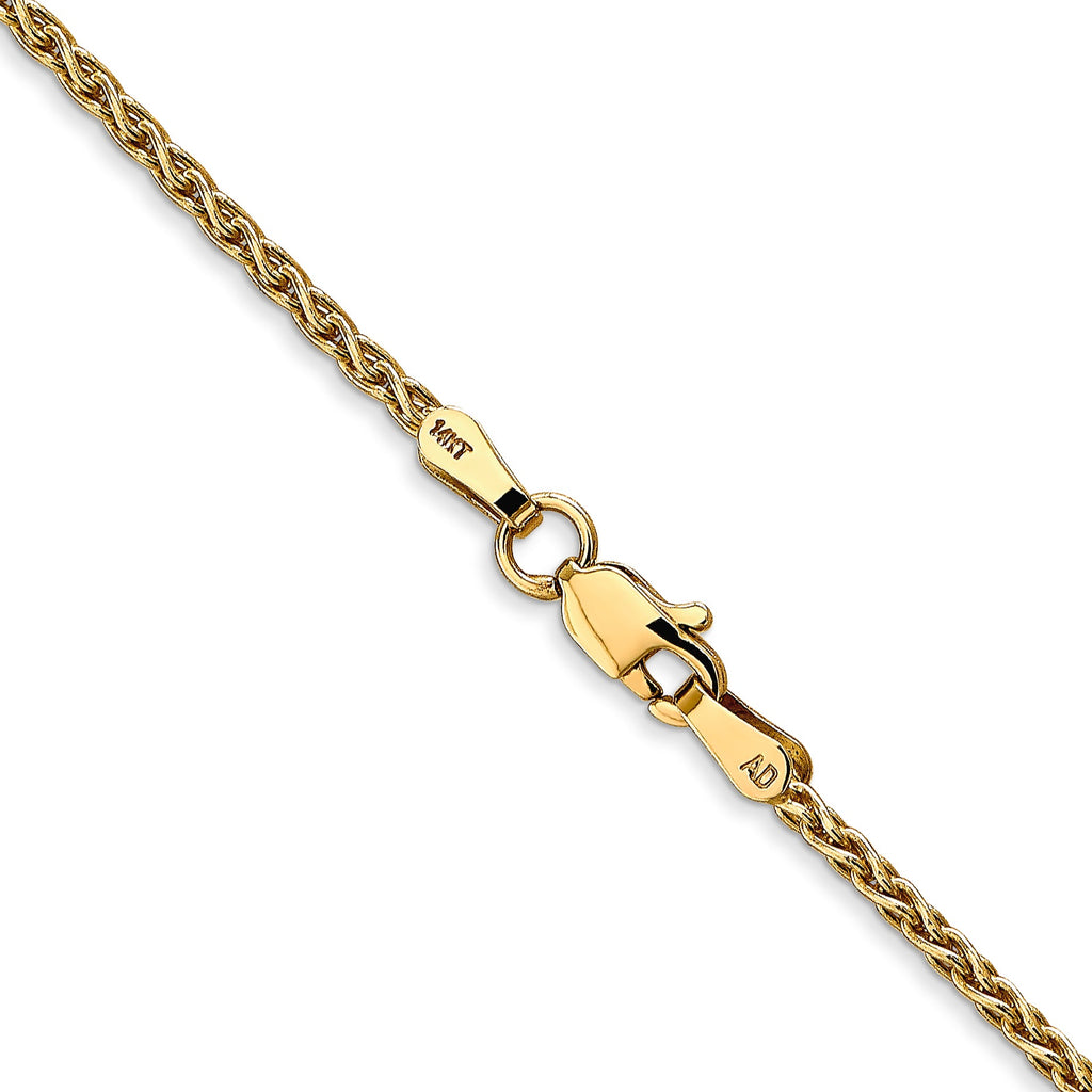 14K yellow gold wheat chain with clasp.