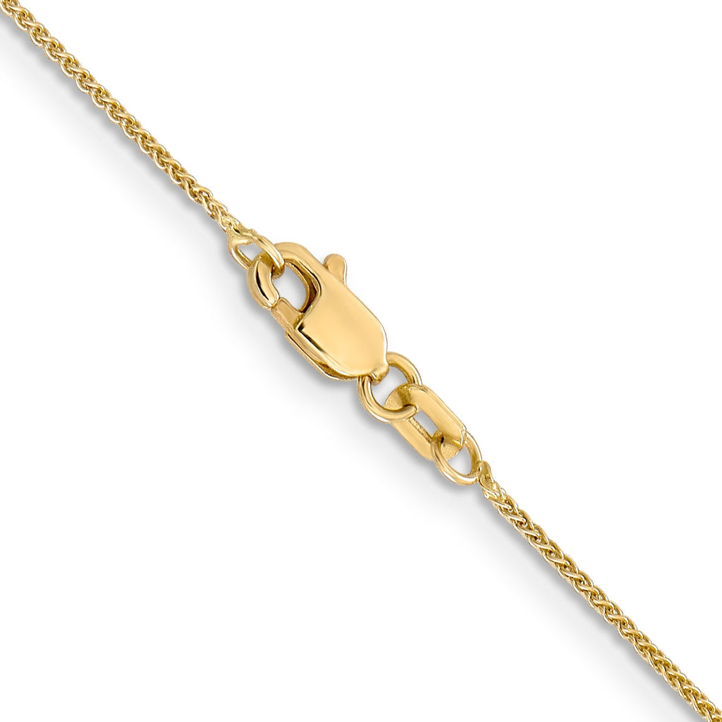 14K yellow gold wheat chain with clasp.