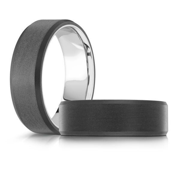 Carbon fiber and white gold men's band.