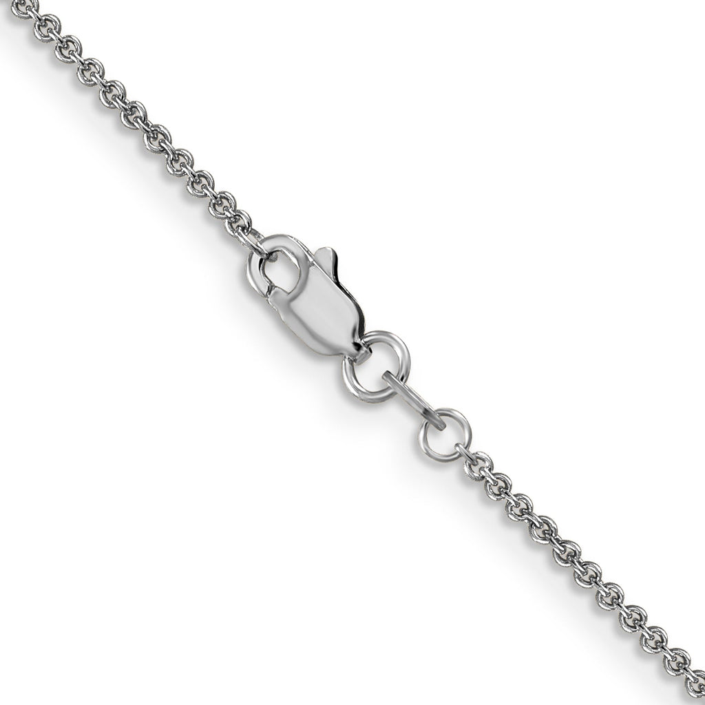 14K white gold cable link chain.