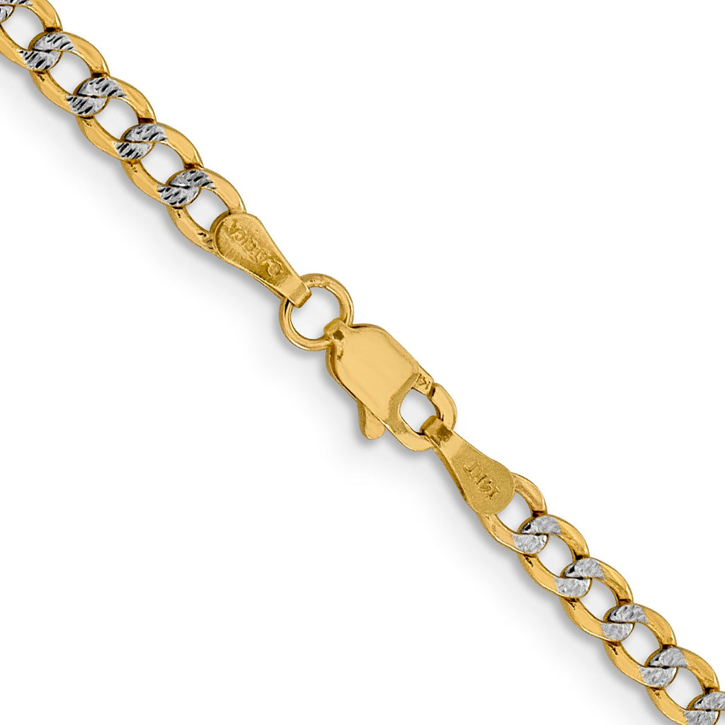 14K white-yellow gold curb chain clasp