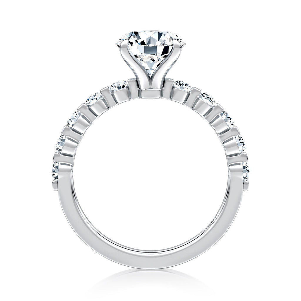 14K white gold ring with side diamonds.