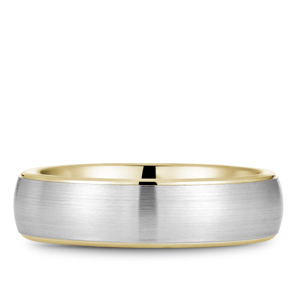 White and yellow gold carved band ring.