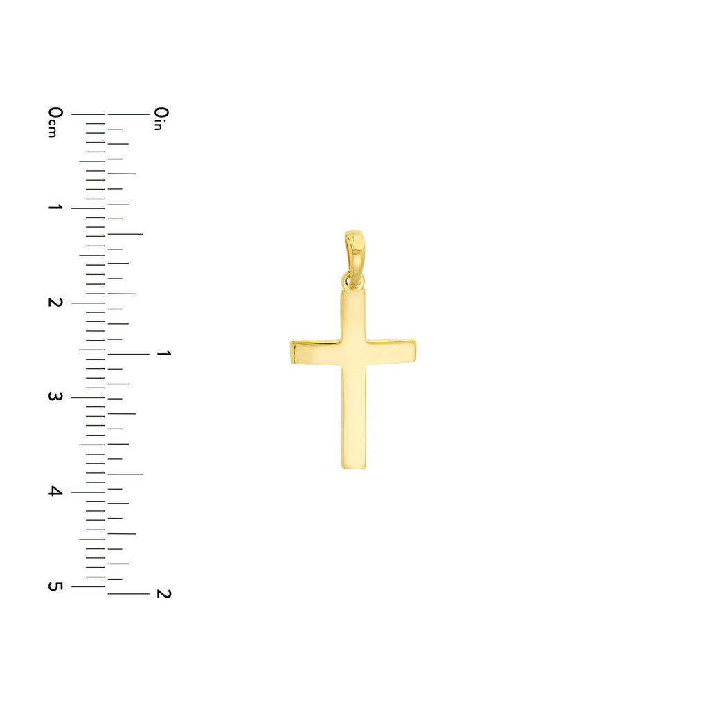14K yellow gold minimalist cross pendant.