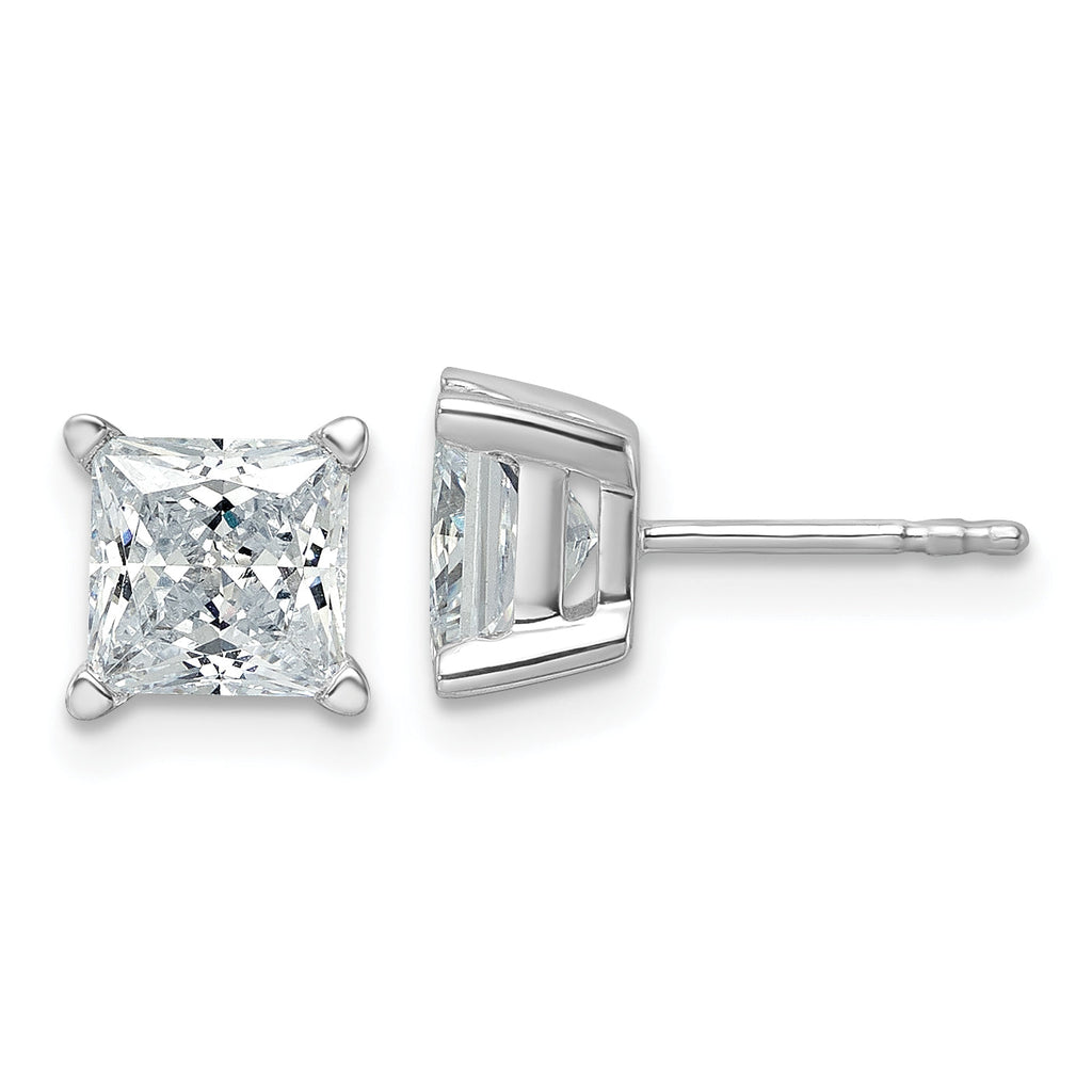 Princess-cut lab-grown diamond studs, white gold.