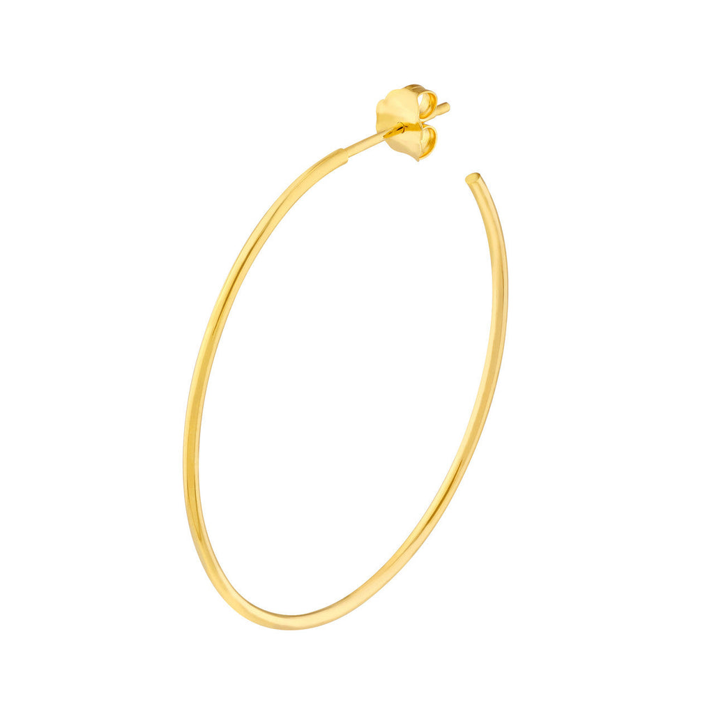 Oval 14K yellow gold hoop earring.