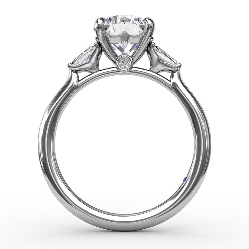 14K white gold ring with baguette diamonds.