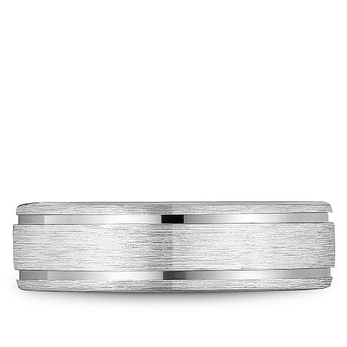 14K white gold band, intricate carved design.
