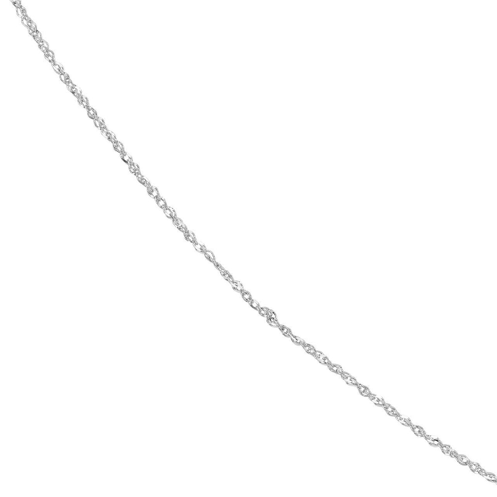 Singapore twist chain, 14K white gold.