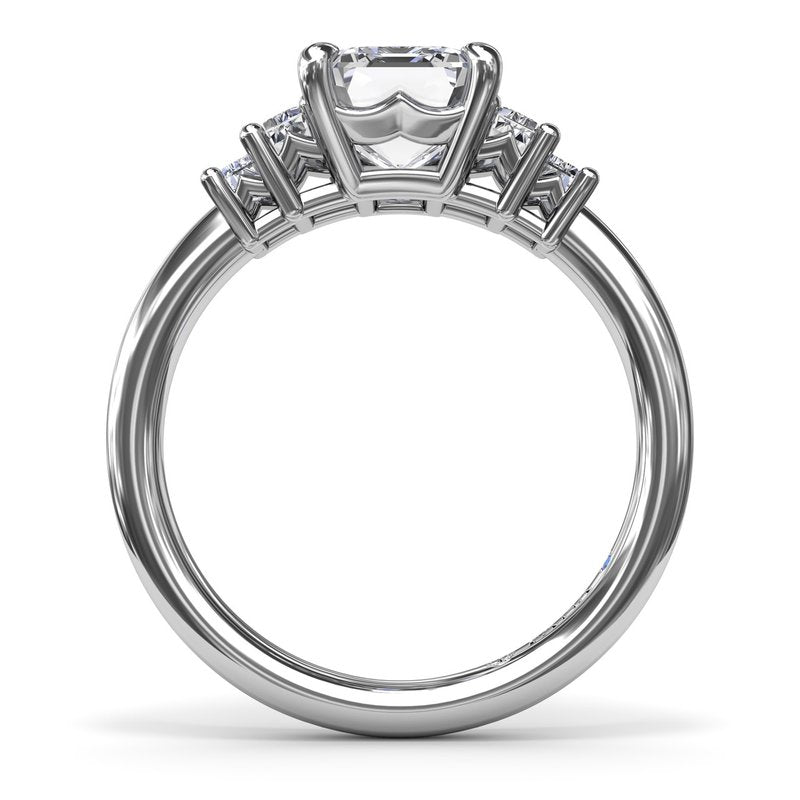 14K white gold ring with emerald diamonds.