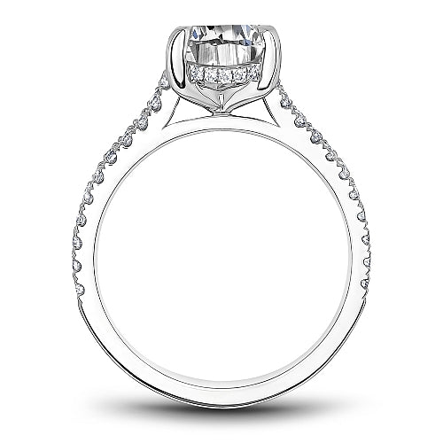 14K white gold ring with accent diamonds.