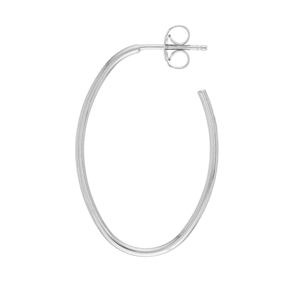 14K white gold medium hoop earring.