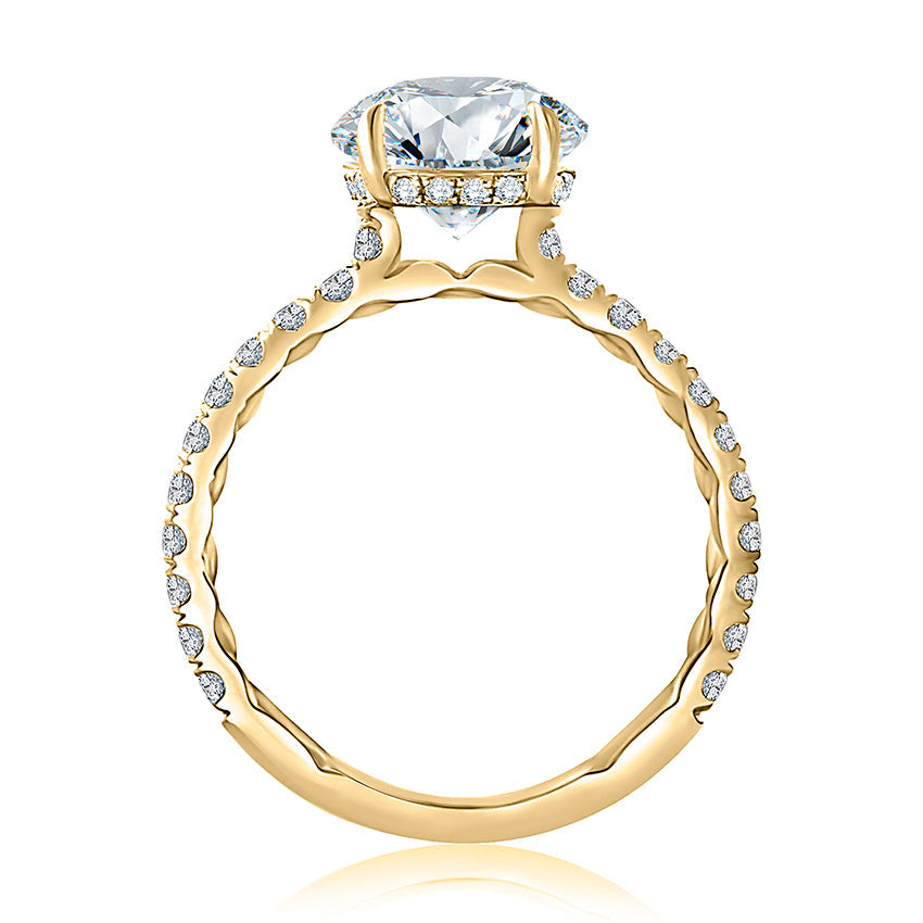 14K white gold ring with diamond accents.