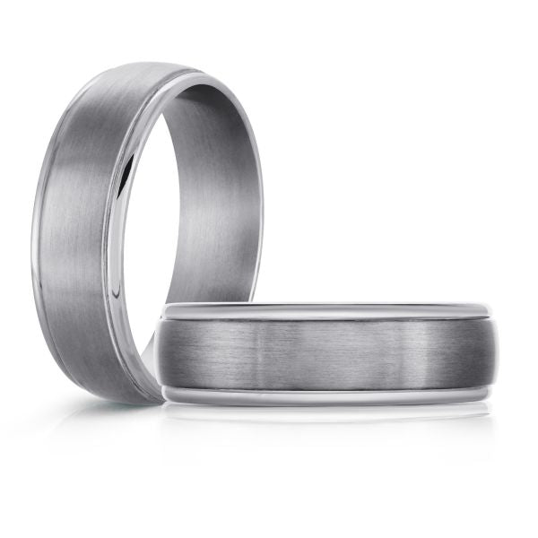 Tantalum grey men's carved band, 6MM width.