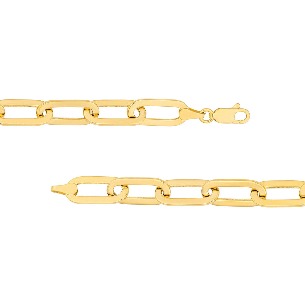 14K yellow gold paperclip chain necklace.