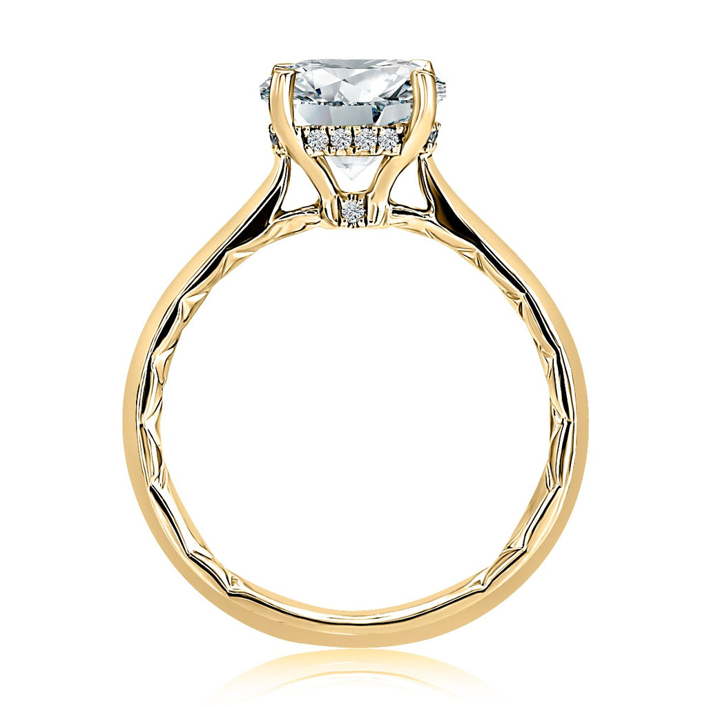 Yellow gold ring with hidden accent diamonds.