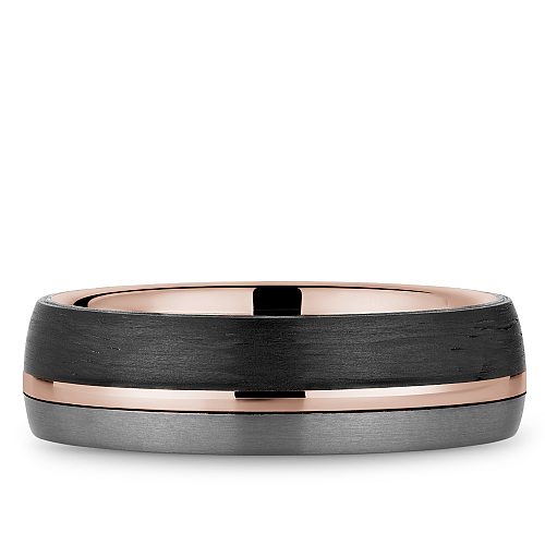 Tantalum band with grey and rose accents.