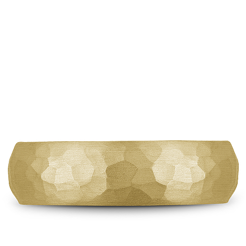 14K yellow gold hammered carved band.