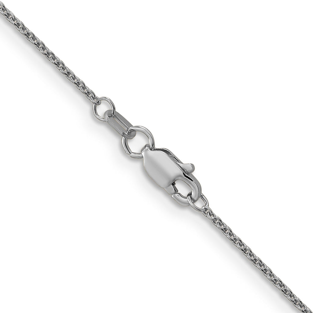 14K white gold cable link chain.