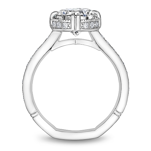 14K white gold ring with diamond halo.