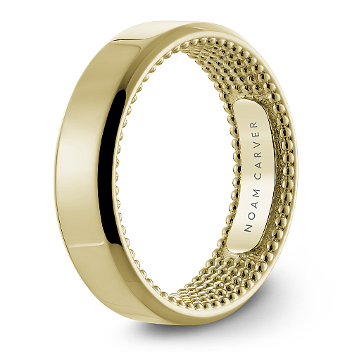 14K yellow gold band, intricate carved design.