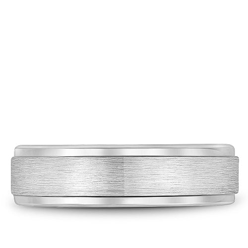 White gold band with carved satin finish.