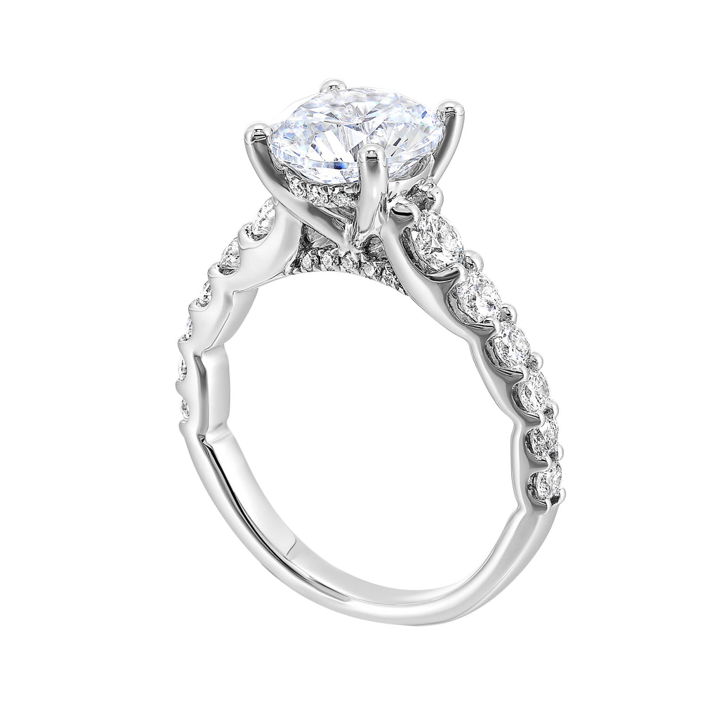 14K white gold ring with hidden accent diamonds.