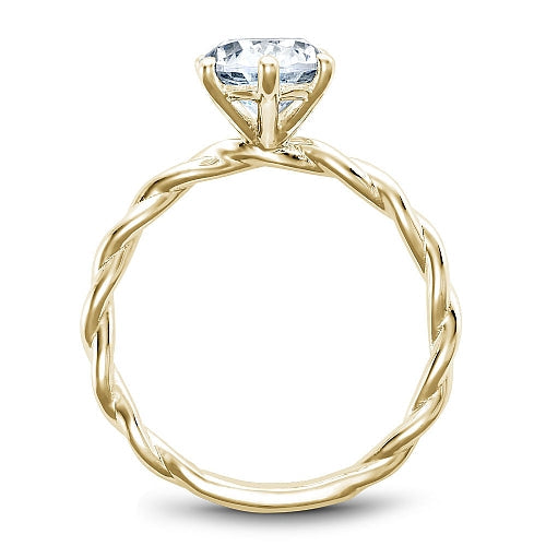Twisted yellow gold semi-mount engagement ring.