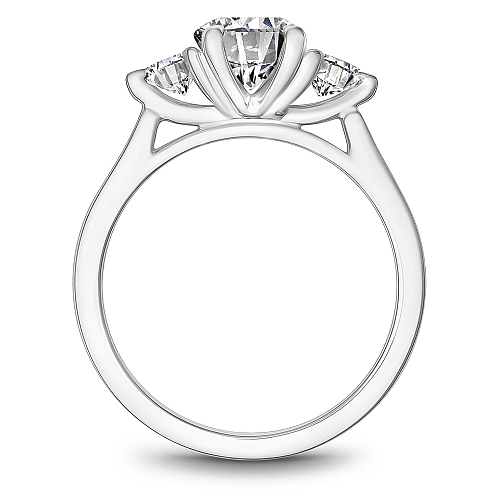 Three-stone diamond ring in white gold.