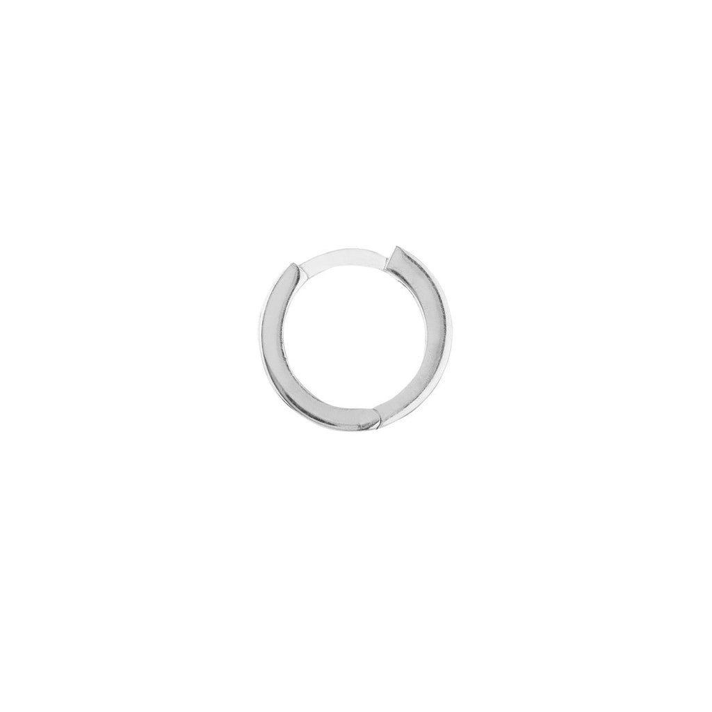 14K white gold huggie earring, polished finish.