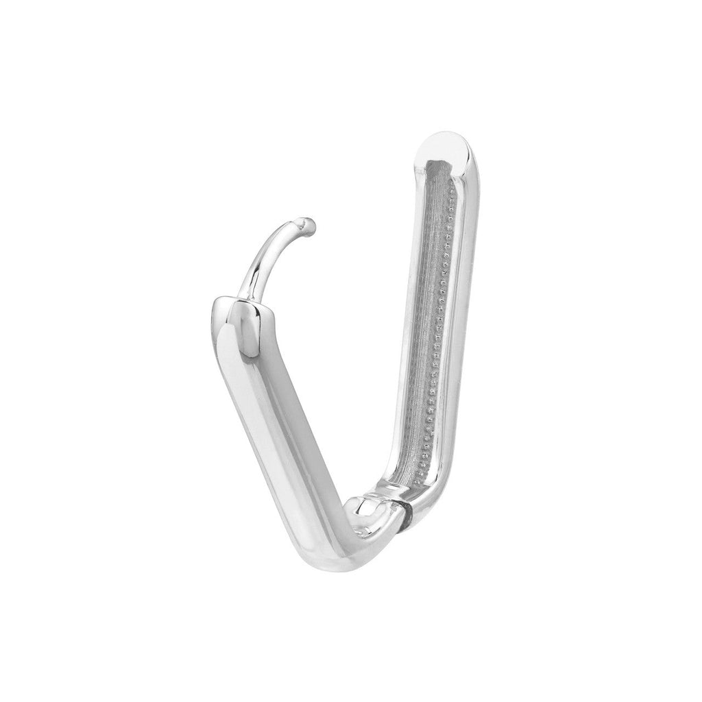 14K white gold small hoop earring open.