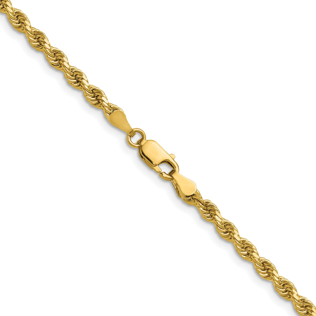 Diamond cut rope chain, 14K yellow gold.