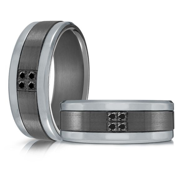 Tantalum wedding band with diamond accents.
