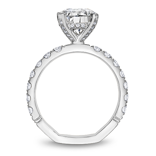 14K white gold ring with round diamonds.