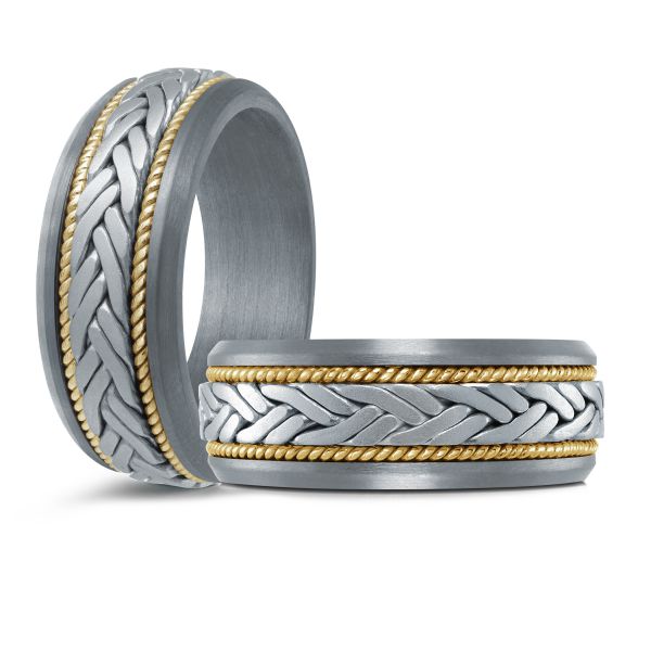 Tantalum band with carved gold accents.