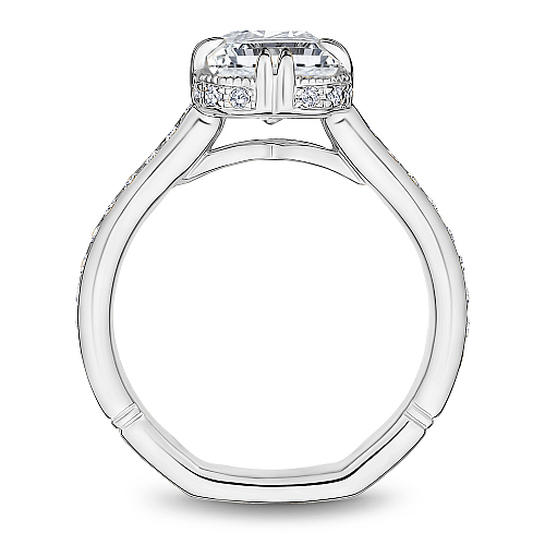 14K white gold ring with diamond halo.