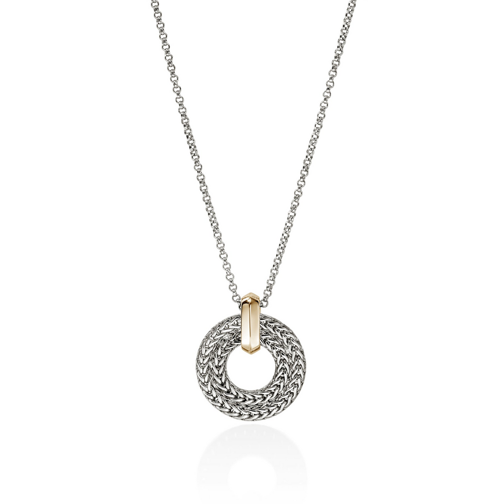 Sterling silver rolo chain pendant necklace.