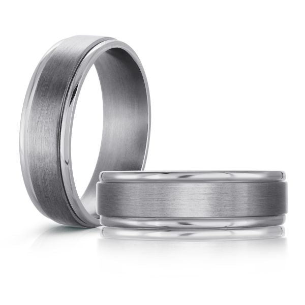 Tantalum grey men's carved band, 8MM.