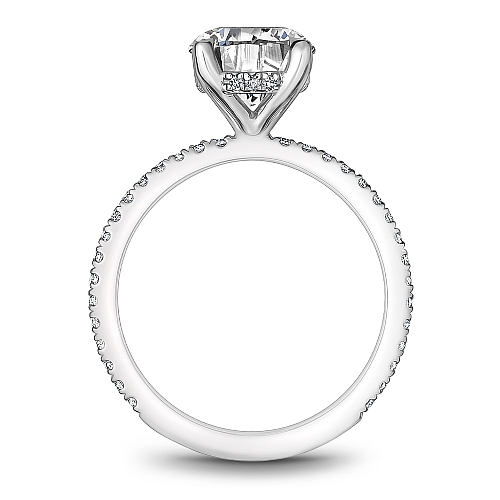 14K white gold ring with round diamonds.