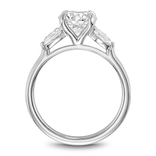 Oval diamond semi-mount ring in white gold.