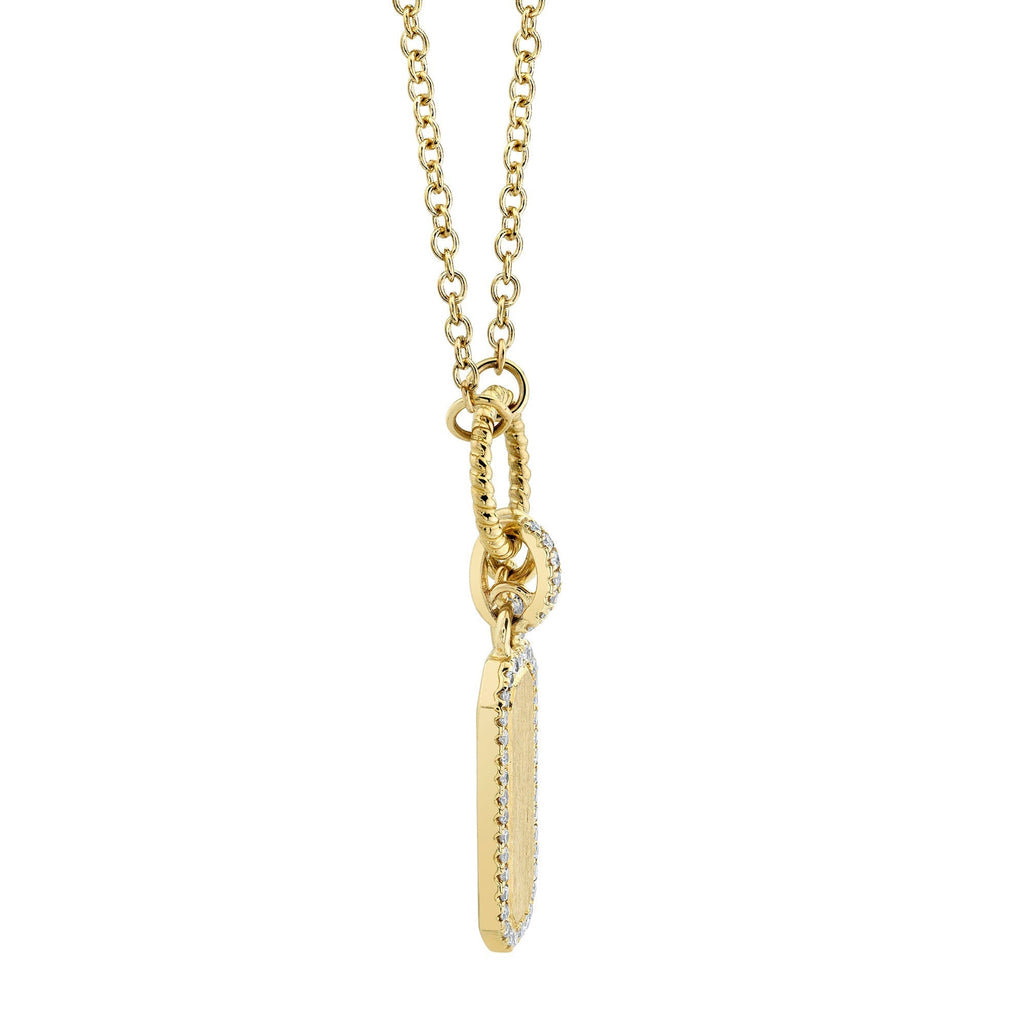 14K yellow gold necklace with diamond pendant.